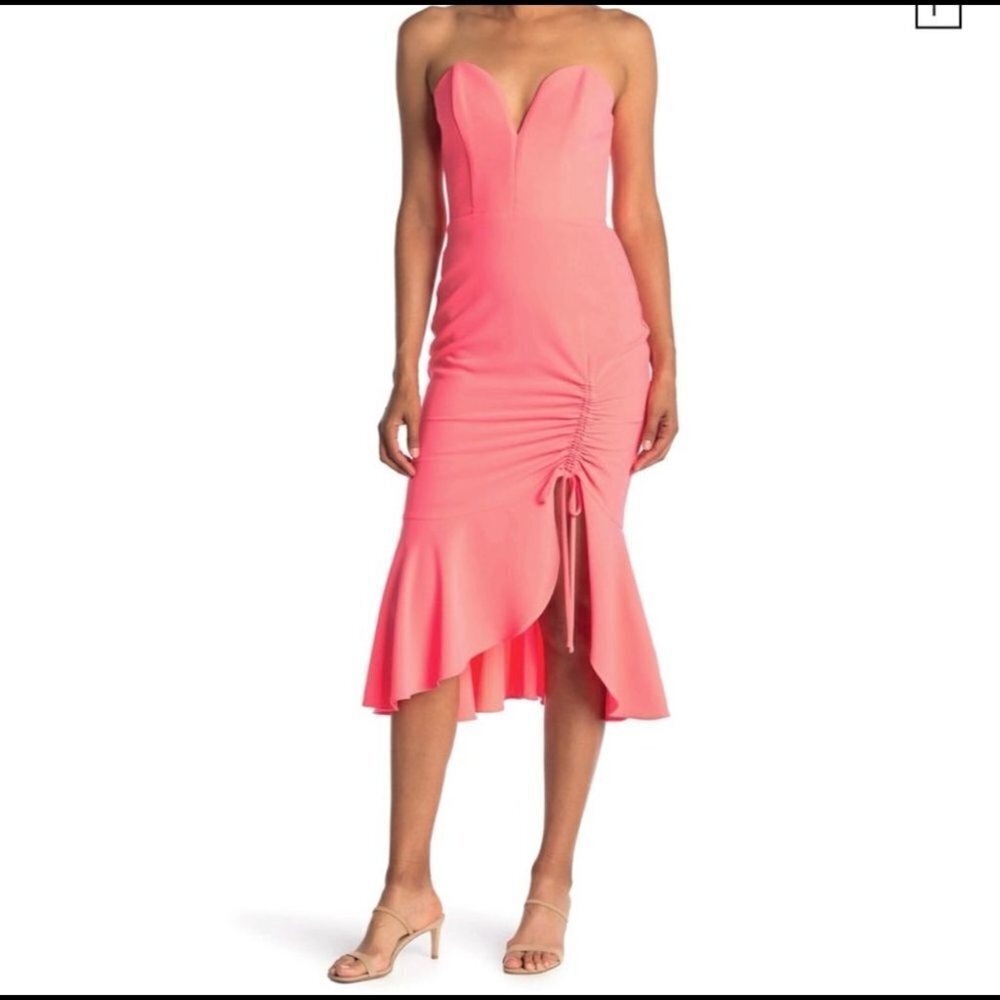 Amanda Uprichard Rayna Dress Hot Pink Strapless Structured Size Small